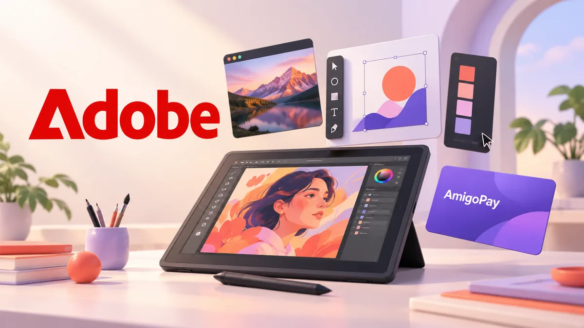 Оплата подписки Adobe: графический планшет, творческие проекты и карта AmigoPay