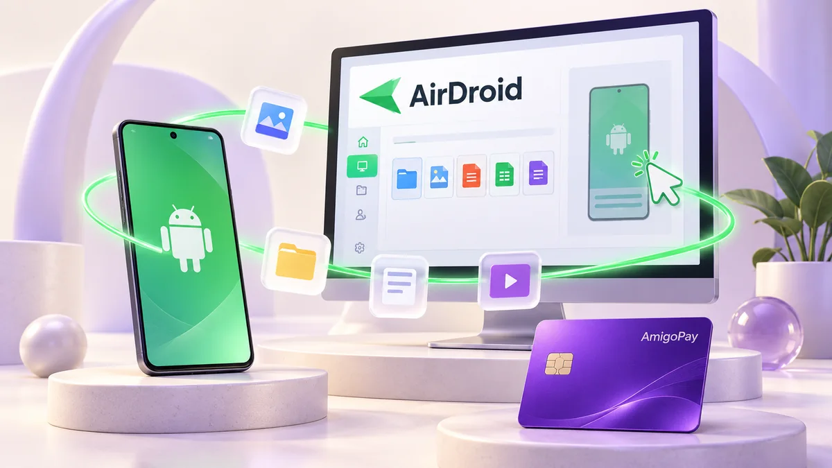 AirDroid: телефон, компьютер и карта AmigoPay