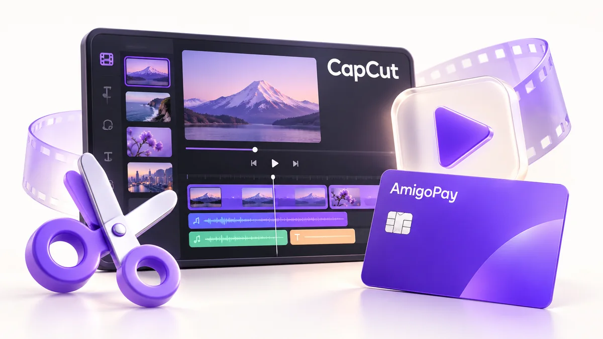 Как оплатить CapCut Pro из России: подписка и продление CapCut: монтаж видео и временная шкала и виртуальная карта AmigoPay