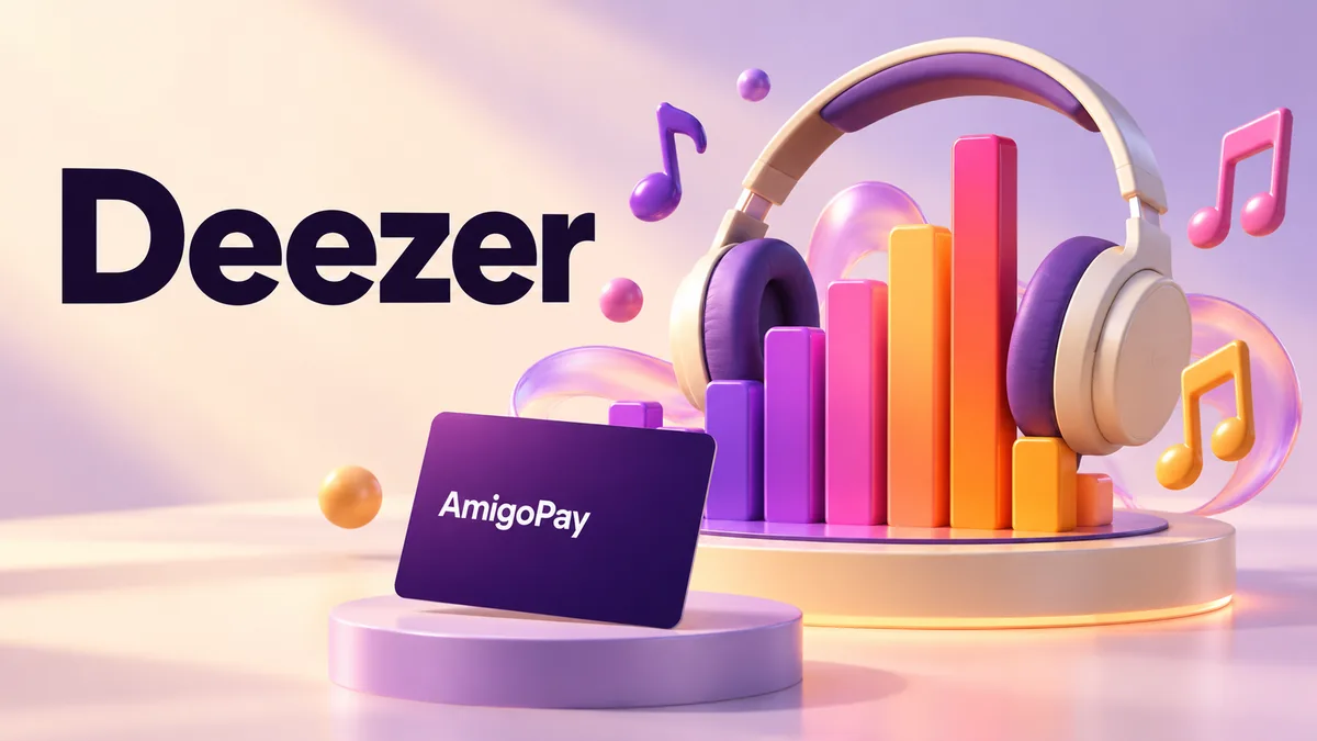 Покупка подписки Deezer через AmigoPay: наушники, цветной эквалайзер и карта