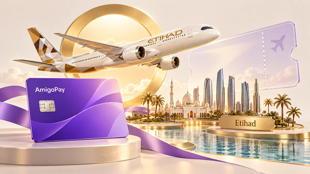 Оплата билетов Etihad Airways: самолёт, Абу-Даби и карта AmigoPay