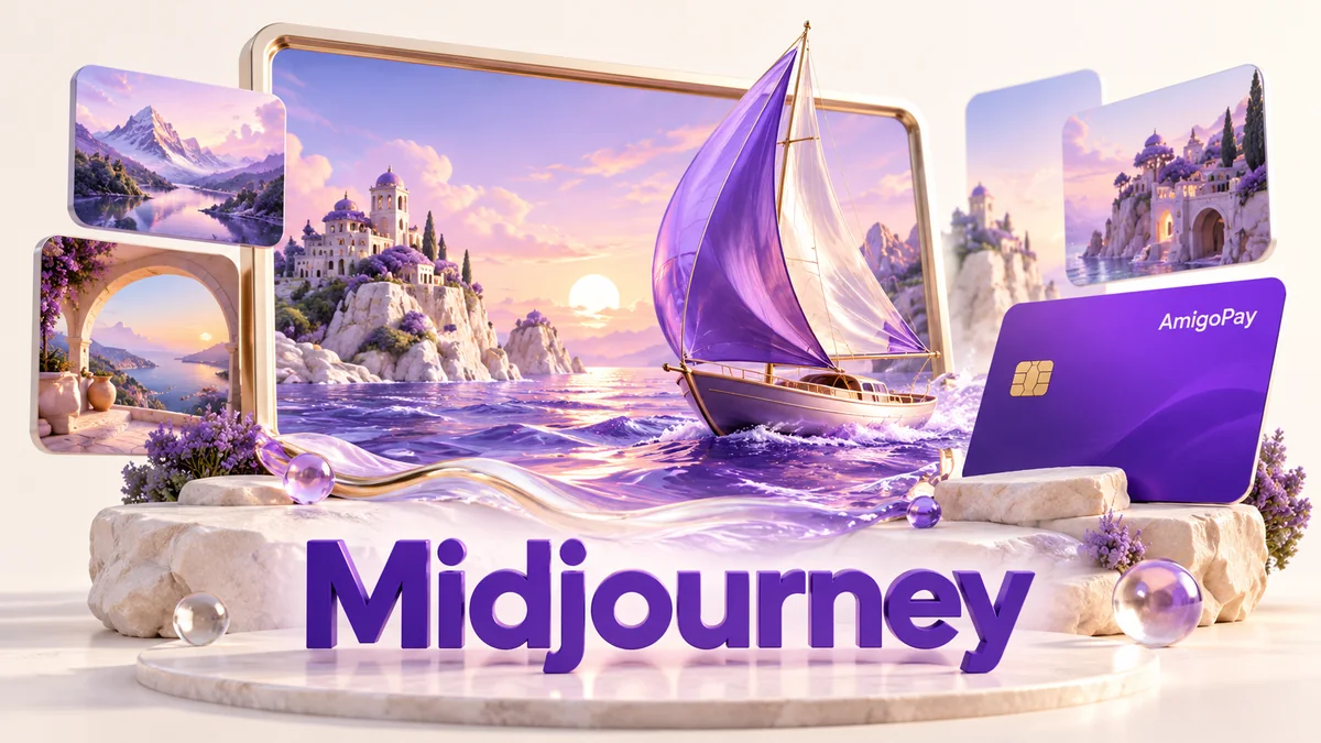 Как купить подписку Midjourney из России в 2026 году Midjourney: генерация изображений и парусник и виртуальная карта AmigoPay