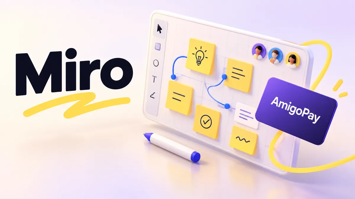 Покупка подписки Miro через AmigoPay: совместная доска со стикерами и карта